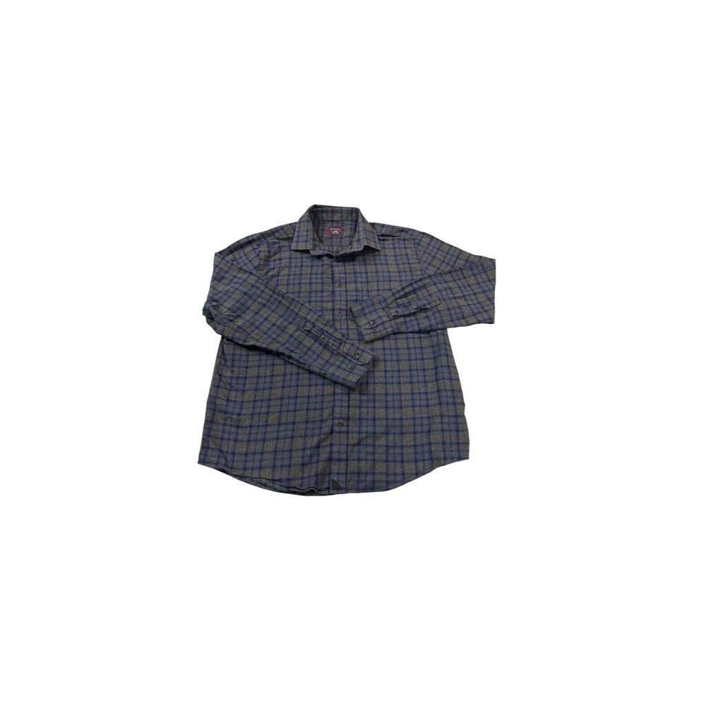 UNTUCKit Men Macari X-SMALL XS Slim Fit Flannel Plaid Check Gray Blue Cotton